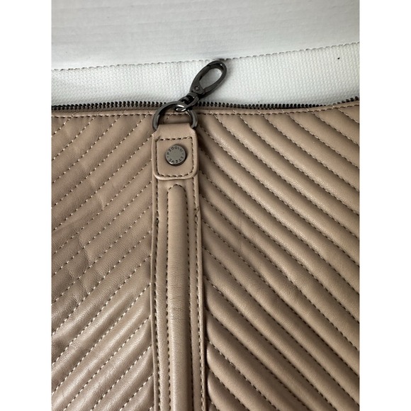 Steve Madden Zipper Close Fold Over Purse Taupe Faux Leather Shoulder Strap - Picture 7 of 16